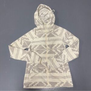 Billabong | women's medium Cream and Gray Patterned Zip-up Fleece
